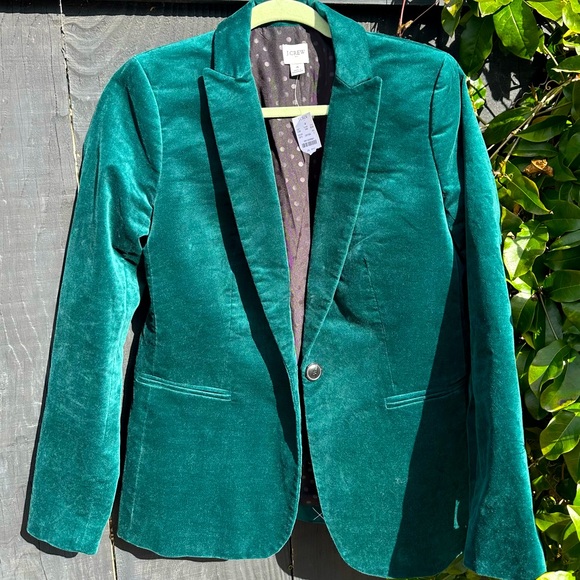 NWT Deadstock J.Crew Velveteen Emerald Green
One-Button Blazer Style BC800 Sz 4 - Picture 14 of 14